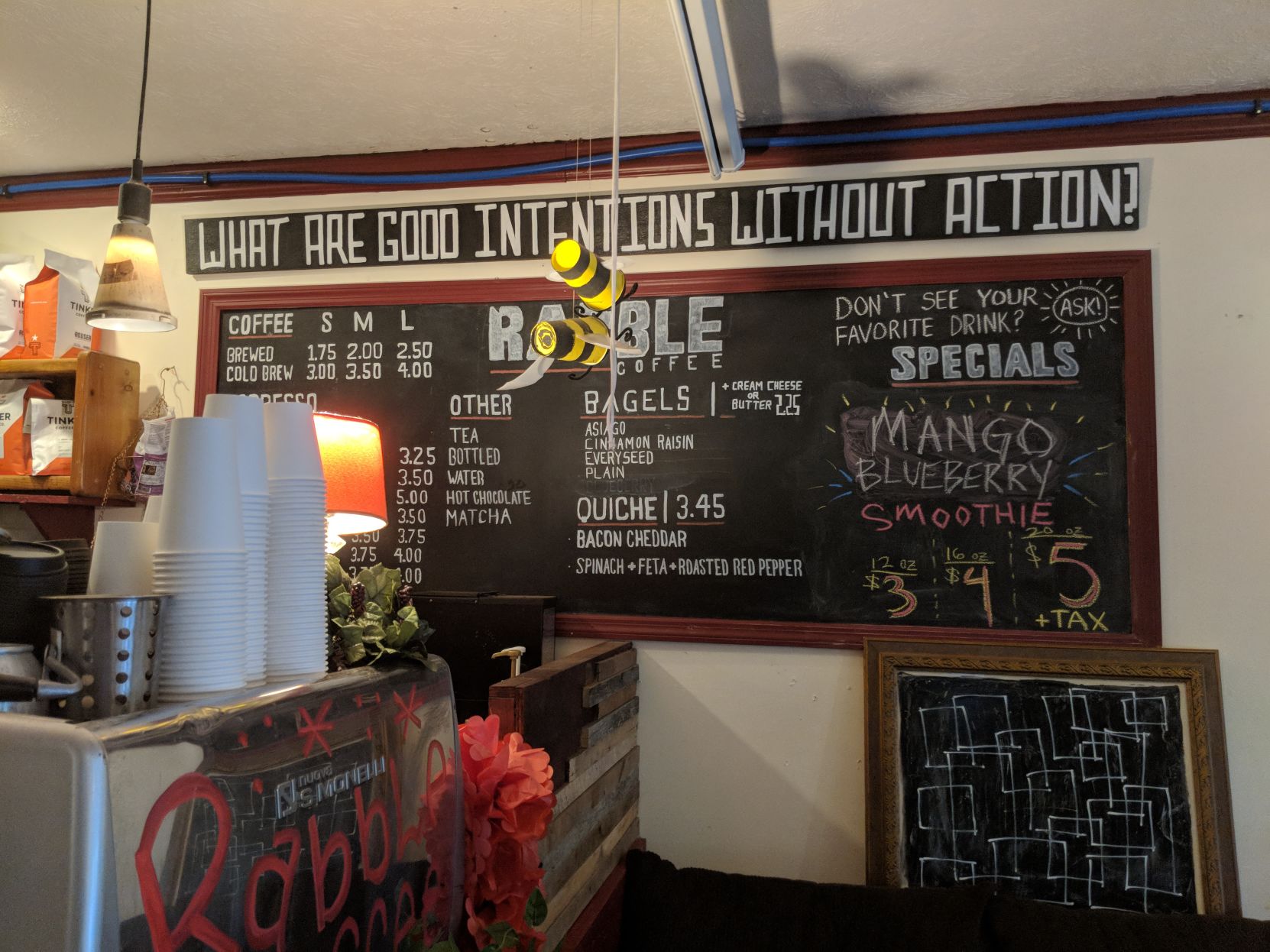 What are good intentions without action? - Sign by Clayton Hamilton